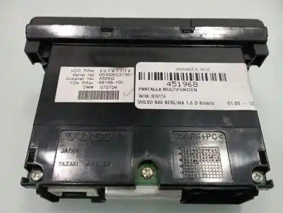 Second-hand car spare part multifunction display for volvo s40 berlina 1.6 d kinetic oem iam references 30797719