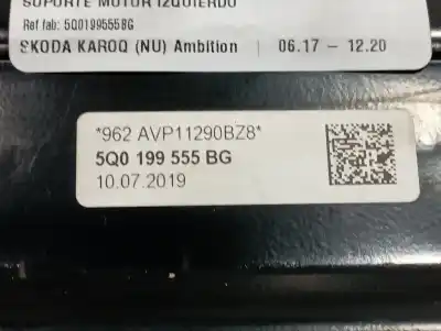 Автозапчасти б/у ЛЕВАЯ ОПОРА ДВИГАТЕЛЯ за SKODA KAROQ (NU)  ссылки OEM IAM 5Q0199555BG  