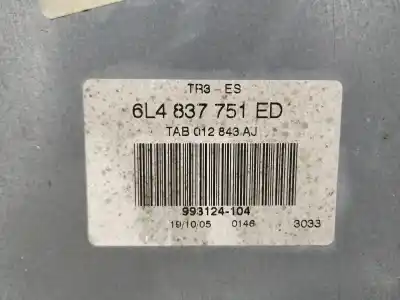 Second-hand car spare part driver left window regulator for seat ibiza iii (6l1) 1.4 tdi oem iam references 6l4837751ed