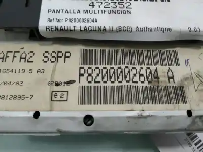 Pezzo di ricambio per auto di seconda mano display multifunzione per renault laguna ii bg0 authentique riferimenti oem iam p8200002604a