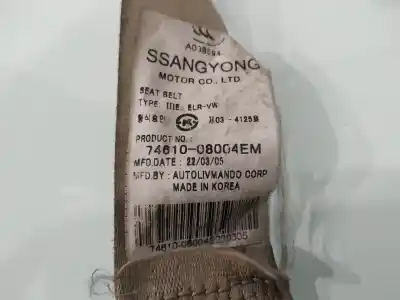 Peça sobressalente para automóvel em segunda mão cinto de segurança dianteiro esquerdo por ssangyong rexton rx 270 full referências oem iam 7461008004em  