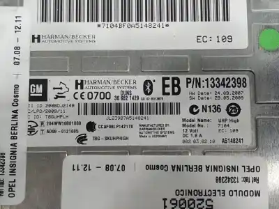 Second-hand car spare part electronic module for opel insignia berlina cosmo oem iam references 13342398  