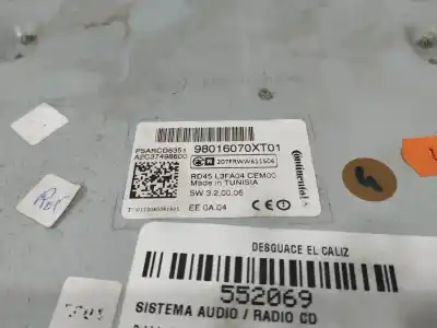 Second-hand car spare part audio system / radio cd for citroen c3 business oem iam references 98016070xt