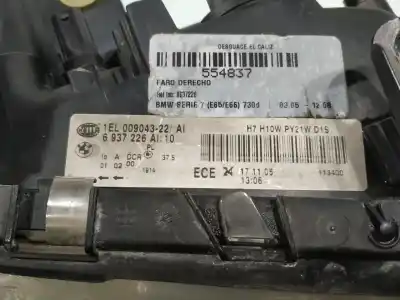 Peça sobressalente para automóvel em segunda mão farol / farolim direito por bmw serie 7 e65 e66 730d referências oem iam 6937226  