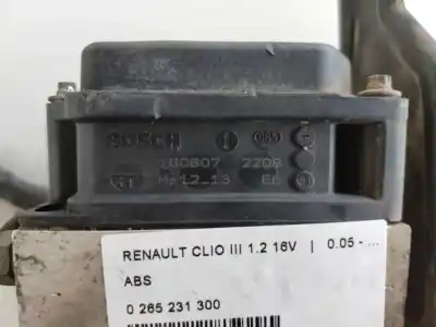 Peça sobressalente para automóvel em segunda mão abs por renault clio iii 1.2 16v referências oem iam 0265231300 070710 0493l4230607