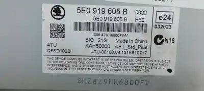 Second-hand car spare part audio system / radio cd for skoda octavia combi (5e5) ambition oem iam references 5e0919605b  