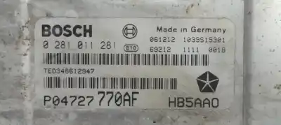 Second-hand car spare part ecu engine control for chrysler voyager (rg) 2.8 crd lx oem iam references 0281011281  