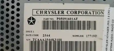 Second-hand car spare part audio system / radio cd for chrysler voyager (rg) 2.8 crd lx oem iam references p05091601af  