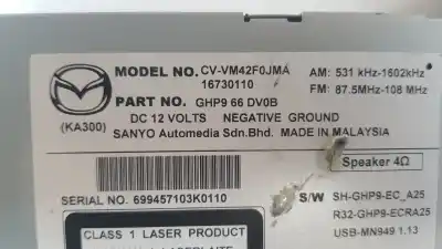 Second-hand car spare part gps navigation system for mazda 6 kombi () (.2012->) 2.0i 145 oem iam references ghp966dv0b  