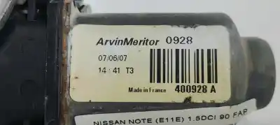 Second-hand car spare part rear left window regulator for nissan note (e11e) 1.5dci 90 fap oem iam references 400928a  