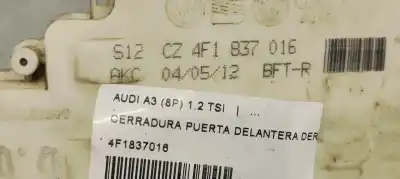 Second-hand car spare part front right door lock for audi a3 (8p) 1.2 16v tfsi oem iam references 4f1837016  