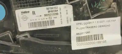 Second-hand car spare part right tailgate light for opel corsa f 1.5 cdti 100 fap oem iam references 9829317280  