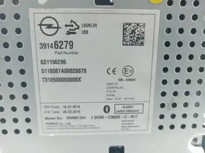 Second-hand car spare part audio system / radio cd for opel corsa e (x15) 1.3 cdti (08 68) oem iam references 39146279  