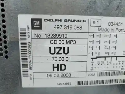 Pièce détachée automobile d'occasion système audio / radiocd pour opel corsa d (s07) 1.3 cdti (l08 l68) références oem iam 497316088  