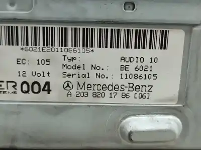 Second-hand car spare part audio system / radio cd for mercedes-benz c-class t-model (s203) c 220 cdi (203.206) oem iam references a2038201786  