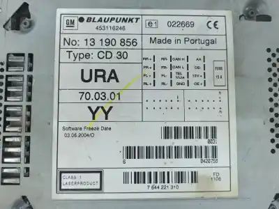 Автозапчастина б/у аудіо система / радіо cd для opel astra h gtc (a04) 1.3 cdti (l08) посилання на oem iam 13190856  