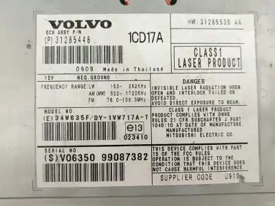 Second-hand car spare part audio system / radio cd for volvo c30 1.6 d oem iam references 31285448  