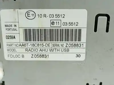 Second-hand car spare part audio system / radio cd for ford fiesta vi (cb1, ccn) 1.25 oem iam references aa6t18c815de  