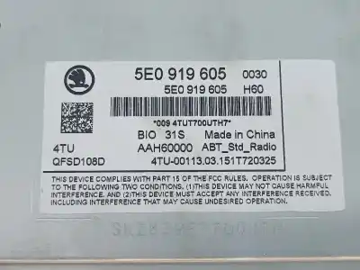 Автозапчастина б/у аудіо система / радіо cd для skoda octavia iii break (5e5) 1528 ak gasóleo 2015 5p посилання на oem iam 5e0919605  