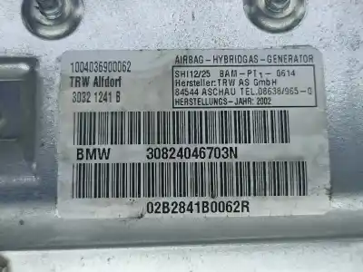 Peça sobressalente para automóvel em segunda mão airbag traseiro lado esquerdo por bmw 7 (e65, e66, e67) 730 d referências oem iam 30824046703n  
