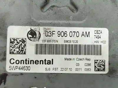 Second-hand car spare part ecu engine control for skoda fabia i break (6y5) 1.2 gasolina 2004 5p oem iam references 03f906070am  