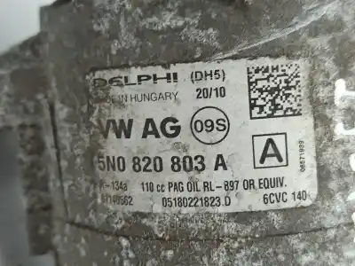 Автозапчастина б/у компресор кондиционера для skoda fabia ii hatchback (542, 5j) 1.6 tdi gasóleo 2010 5p посилання на oem iam 5n0820803a  