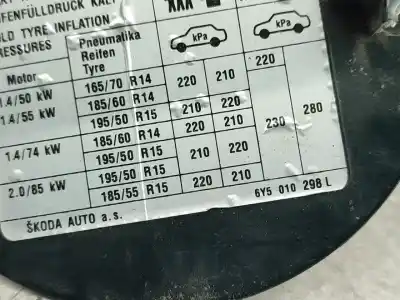 Автозапчасти б/у наружная крышка топлива за skoda fabia i hatchback (6y2) 1.4 16v gasolina 2022 5p ссылки oem iam 6y5010298l  