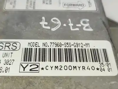 Автозапчастина б/у блок управління подушками безпеки для honda civic vii hatchback (eu, ep, ev) 1.6 i (ep2 eu8 eu6) посилання на oem iam 77960s5sg912  