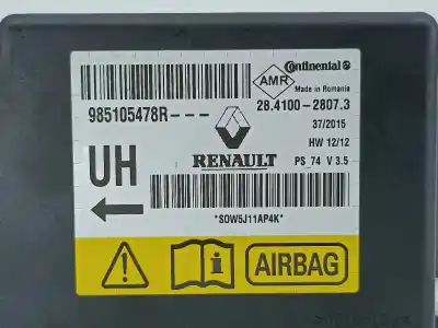 Peça sobressalente para automóvel em segunda mão centralina de airbag por renault megane iii (bz0_) 1.5 dci (bz1g. bz1w. bz0r) gasóleo 2009 5p referências oem iam 985105478r  