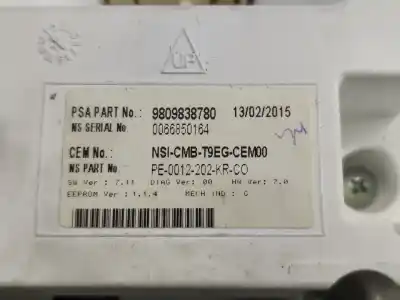 Автозапчастина б/у панель інструментів для peugeot 308 sw ii (lc_, lj_, lr_, lx_, l4_) 1.6 hdi / bluehdi 115 (lcbhxm lcbhxt) посилання на oem iam 9809838780  