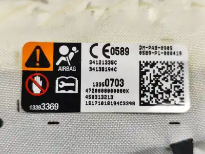 Автозапчастина б/у передня права подушка безопасности для opel adam (m13) 1.4 посилання на oem iam 34121335c  