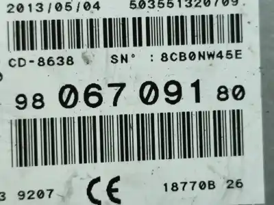 Автозапчастина б/у аудіо система / радіо cd для citroen ds5 (kf_) 2.0 hdi 165 gasóleo 2013 5p посилання на oem iam 9806709180  