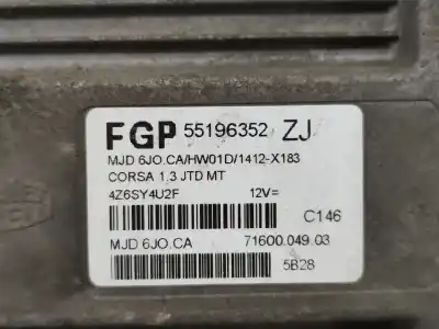 Peça sobressalente para automóvel em segunda mão centralina de motor uce por opel corsa c 1.3 16v cdti cat (z 13 dt / ln9) referências oem iam 55196352zj  