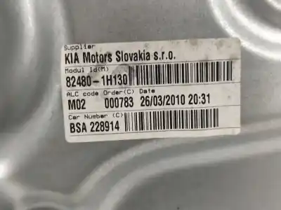 Second-hand car spare part passenger side right window regulator for kia ceed (ed) (2006->) 1.6 crdi 115 oem iam references 824801h130  