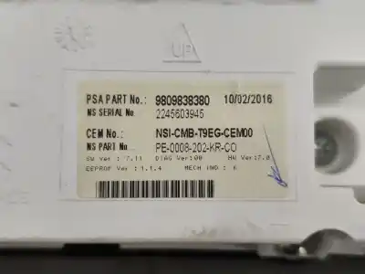 Автозапчастина б/у панель інструментів для peugeot 308 sw ii (lc_, lj_, lr_, lx_, l4_) 1.6 hdi / bluehdi 115 (lcbhxm lcbhxt) посилання на oem iam 9809838380  