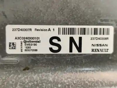 Second-hand car spare part ecu engine control for renault zoe (bfm_) zoe (bfmc. bfmd) elétrico 2020 5p oem iam references 237d40307r  