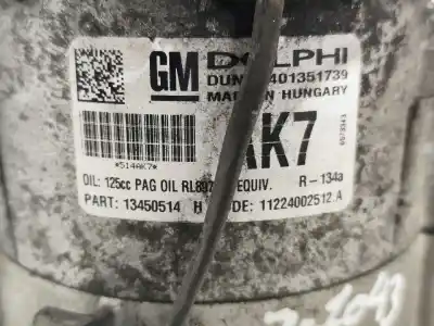 Peça sobressalente para automóvel em segunda mão compressor de ar condicionado a/a a/c por opel zafira tourer c (p12) 2.0 cdti (75) referências oem iam 13450514  