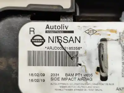 Автозапчастина б/у передня права подушка безопасности для nissan qashqai / qashqai +2 i (j10, nj10, jj10e) 2.0 посилання на oem iam 0092185356   Автозапчастина б/у передня права подушка безопасности для nissan qashqai / qashqai +2 i (j10, nj10, jj10e) 2.0 посилання на oem iam 0092185356