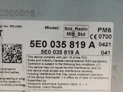 Автозапчастина б/у аудіо система / радіо cd для skoda octavia iii break (5e5) 1528 ak gasóleo 2015 5p посилання на oem iam 5e0035819a  