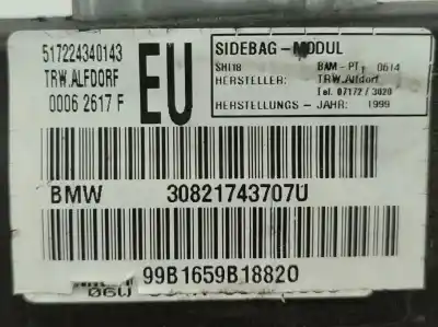 Peça sobressalente para automóvel em segunda mão airbag dianteiro esquerdo por bmw 3 (e46) 320 d referências oem iam 30821743707u  