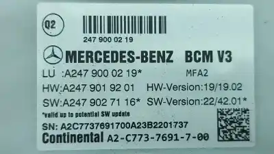 Peça sobressalente para automóvel em segunda mão módulo de confort / bsi /bcm por mercedes-benz eqa (h243) eqa 250+ (243.702) elétrico 2024 5p referências oem iam a2479000219  