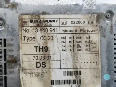 Peça sobressalente para automóvel em segunda mão sistema de áudio / rádio cd por opel corsa c 1.3 16v cdti cat (z 13 dt / ln9) referências oem iam 13140941  