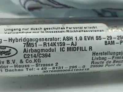 Second-hand car spare part right curtain airbag for ford c-max (dm2) 1.8 tdci oem iam references 7m51r14k159aj  