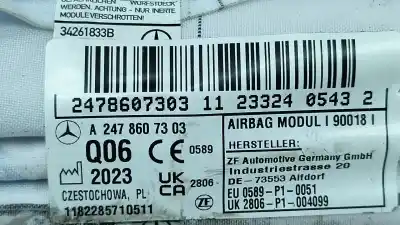 Автозапчастина б/у правий шторковий airbag для mercedes-benz eqa (h243) eqa 250+ (243.702) elétrico 2024 5p посилання на oem iam a2478607303  