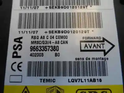 Peça sobressalente para automóvel em segunda mão centralina de airbag por citroen c3 1.1 furio referências oem iam 9663357380  2008