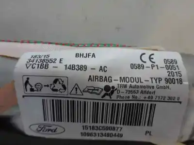 Second-hand car spare part front right curtain airbag for ford fiesta (ccn) 1.5 tdci cat oem iam references c1bb-14b389  2016