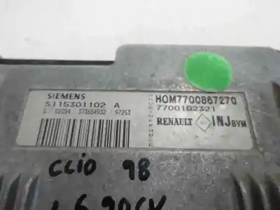 Second-hand car spare part ecu engine control for renault clio ii fase i (b/cbo) 1.6 initiale (b/cbod) 90 cv / 66 kw oem iam references 7700867270  1998