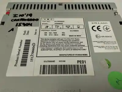 Pezzo di ricambio per auto di seconda mano impianto audio / radio cd per hyundai i10 klass riferimenti oem iam 151j700604d  2019