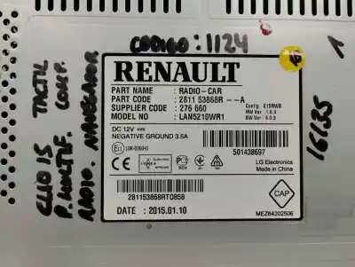 Автозапчастина б/у аудіо система / радіо cd для renault clio iv 0.9 zen посилання на oem iam 2811 53868r-a  2015