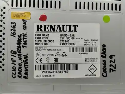 Second-hand car spare part multifunction display for renault clio iv clio iv oem iam references 281157316r  2018